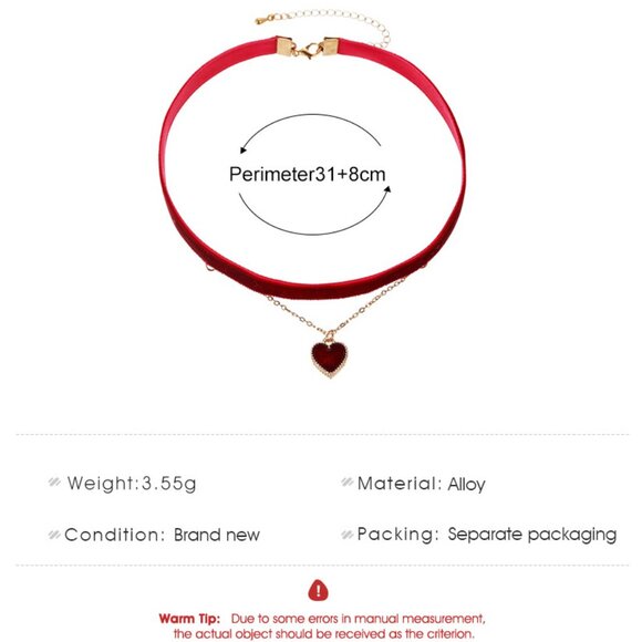 3/$35 Love Heart Pendant Charm Layered Necklace Choker Flannel Gold Chain - Picture 5 of 6